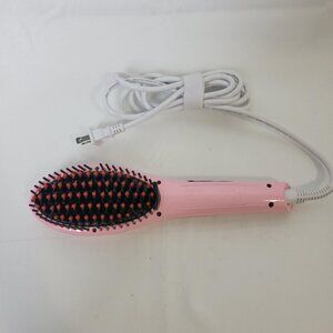 Oak Leaf Hair Brush Straightener PINK Electric Heated Straightener Brush
